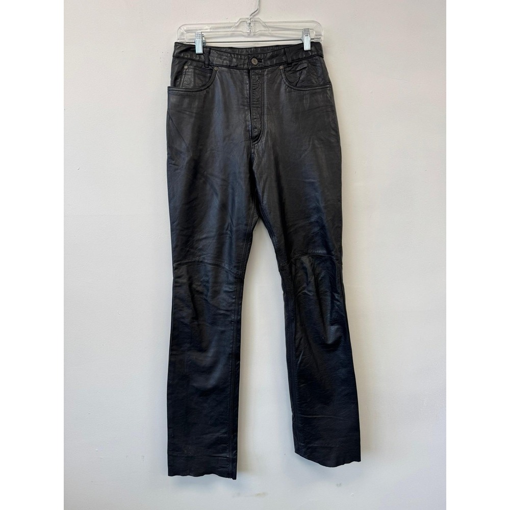 Vintage Berman's Leather Pants Mens 28 Black‎ 5-Pocket Straight Leg Motorcycle